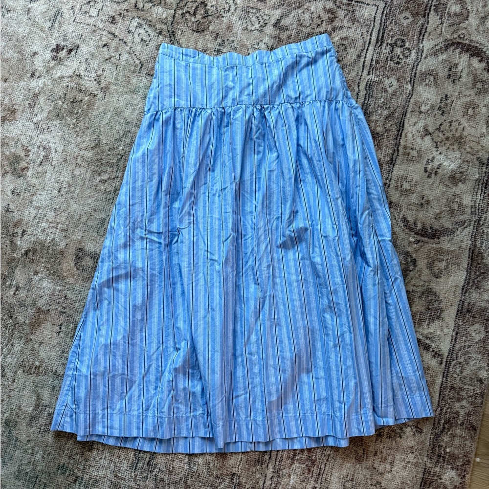 Blue Striped Women's Midi Skirt